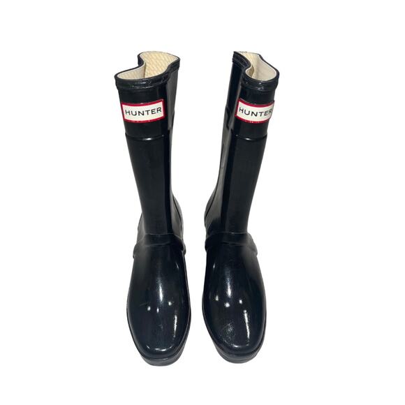 Hunter Kellan Black Wedge Heel Womens Rain Winter Boot Size 7 Waterproof - Picture 2 of 6